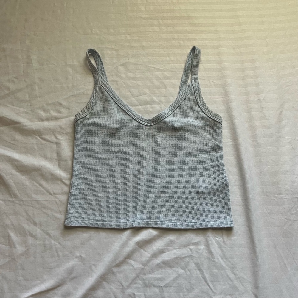 American Eagle Outfitters Blue Fitted Crop Tank Top